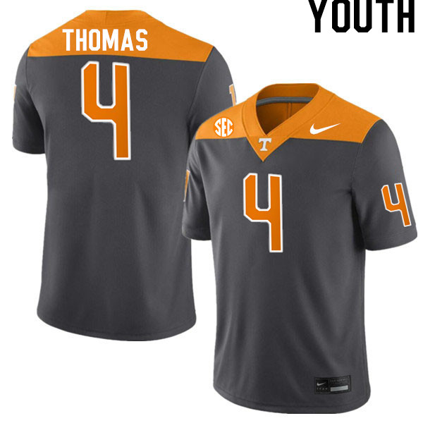 Youth #4 Jourdan Thomas Tennessee Volunteers College Football Jerseys Stitched-Anthracite